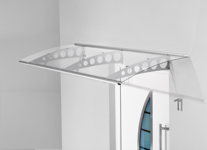 Pensilina in acciaio inox e plexiglas trasparente