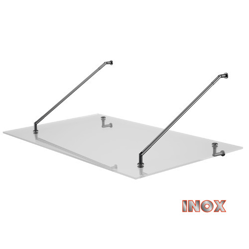 Pensilina in vetro con tiranti in acciaio inox