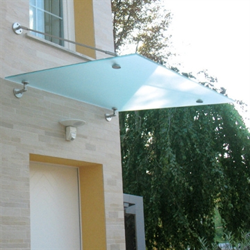 Pensilina in vetro satinato e acciaio inox